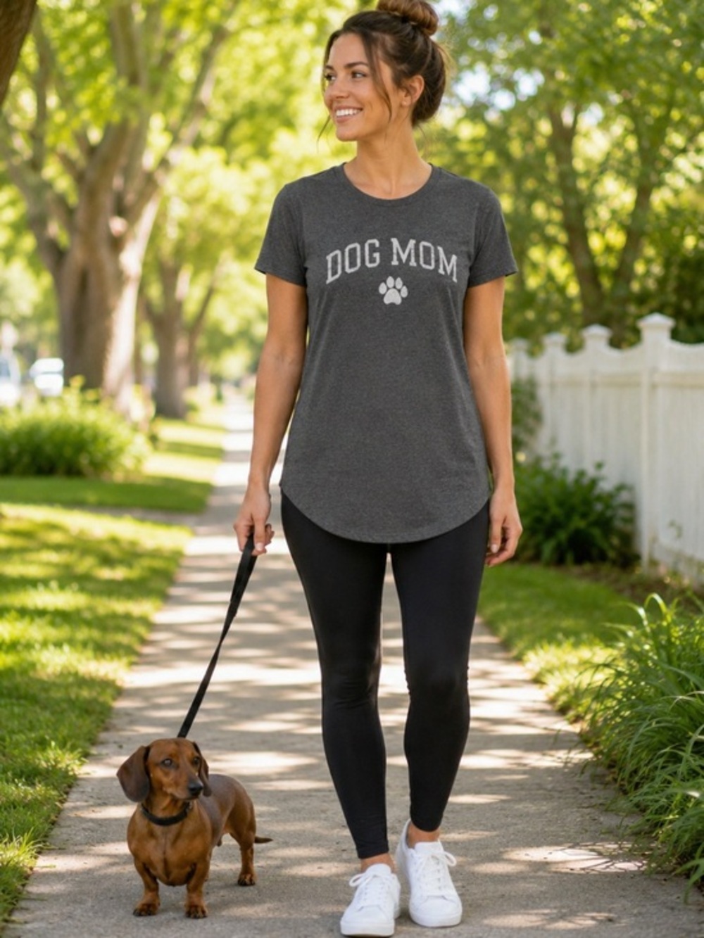 Modern Lux XS Dog Mom Graphic Tee Gray Paw Print Relaxed T-Shirt